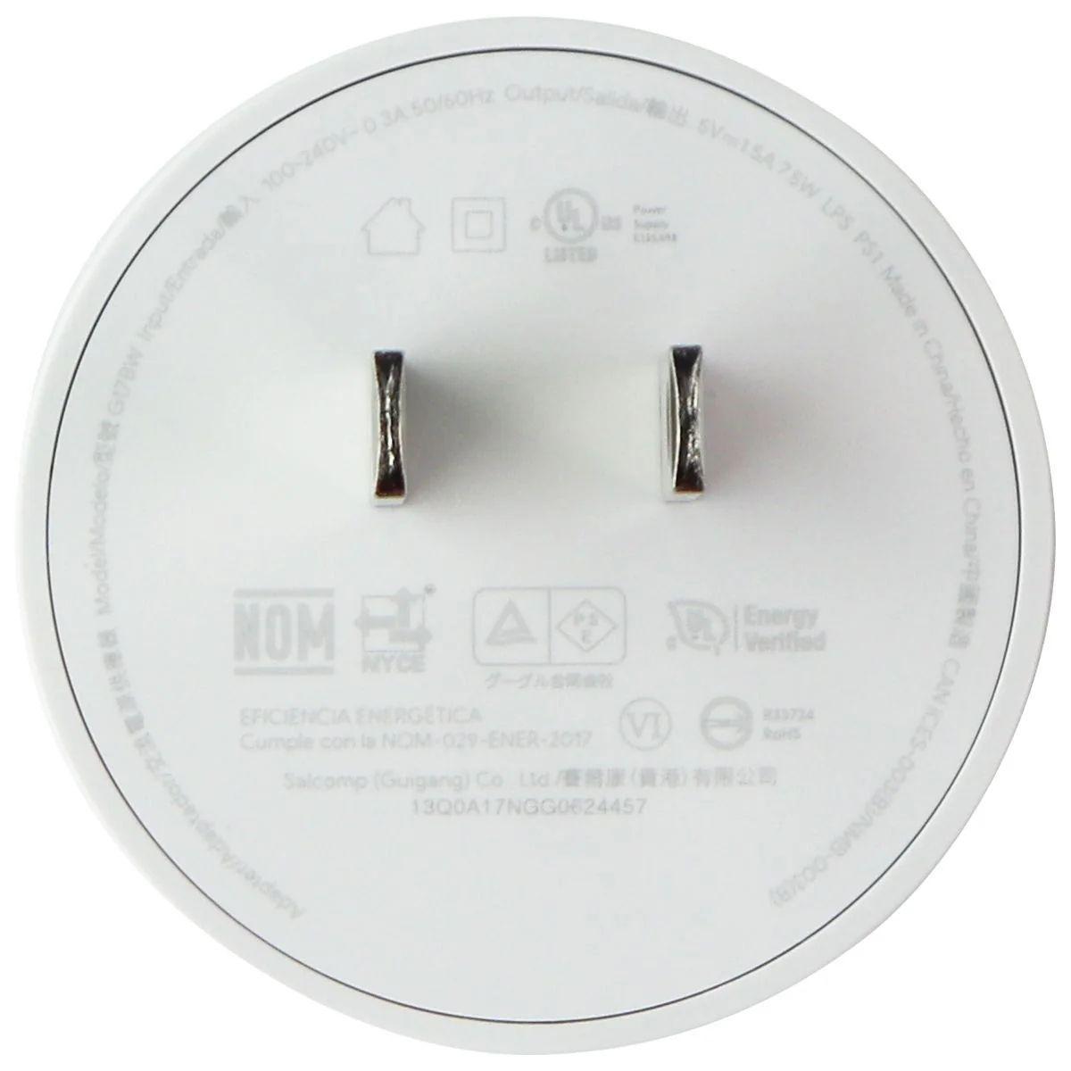 Google (5V/1.5A) 7.5W Cargador/Adaptador de Pared Redondo USB Individual (G17BW) reacondicionado - Reebelo España