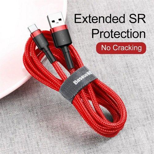Cable para teléfono Baseus cafule de carga rápida USB a Type-C USB para Samsung 3A 1M Rojo reacondicionado - Reebelo España