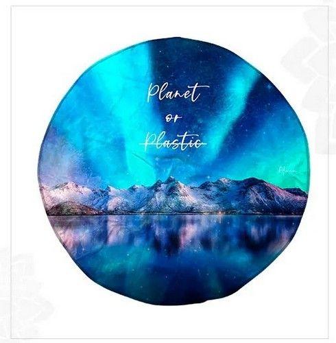 PLANET OR PLASTIC ROUND BEACH MATS unisex Eco-friendly round towel sand free nature inspired made from recycled plastic bottles reacondicionado - Reebelo España