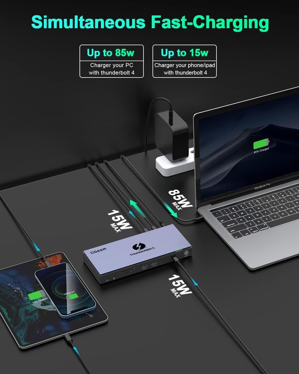 QGeeM 16 in 1 Universal USB C Thunderbolt 4 Docking Station reacondicionado - Reebelo España