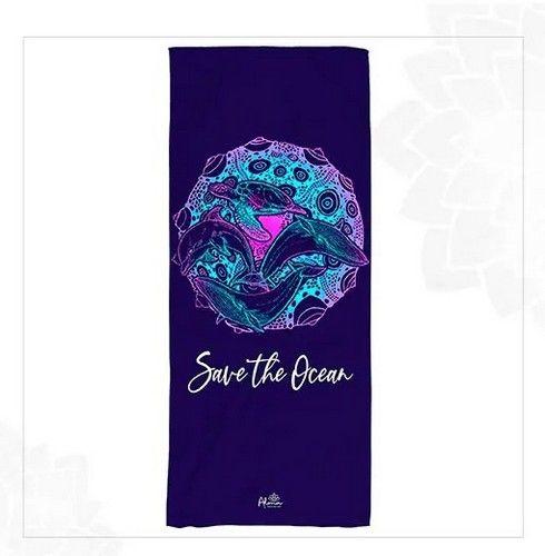 SAVE THE OCEAN BEACH TOWEL unisex Eco-friendly beach gym camping towel sand free made from recycled plastic bottles reacondicionado - Reebelo España