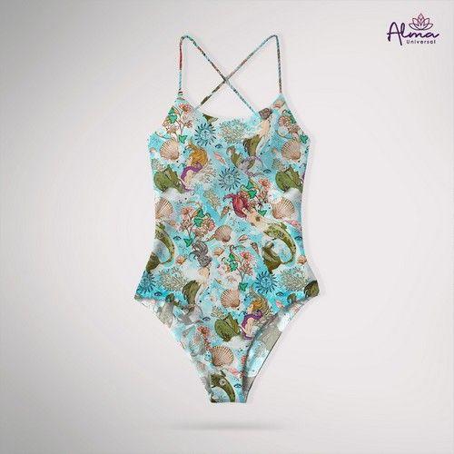 Women's UPF 50+ MERMEID ONE PIECE Bathing Suits One Piece Swimsuits made from recycled plastic bottles Variant Size Value L reacondicionado - Reebelo España